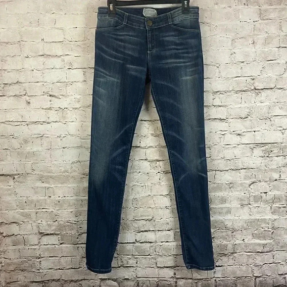 Current/Elliott The Legging Super Stretch Deep Denim Jeans Size 29 Low Rise Dark - Picture 1 of 8
